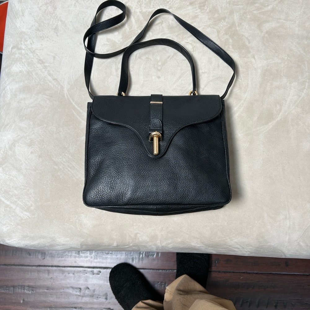 Balenciaga black pebbled leather shoulder/crossbody/carry bag